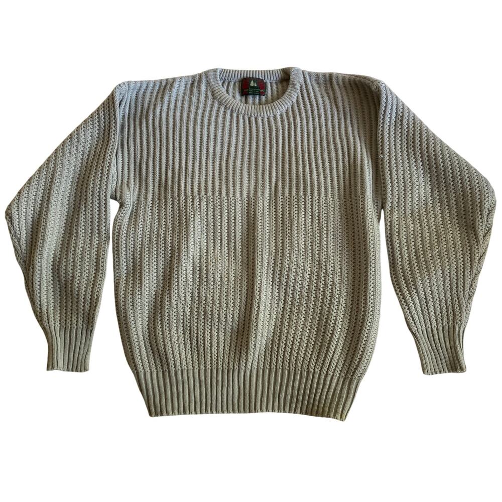 Vintage High Sierra  Mens Large Gray Ribbed Knit Crewneck Acrylic Made in Korea